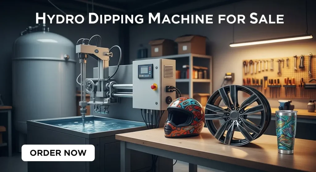 Hydro dipping machine with products displayed