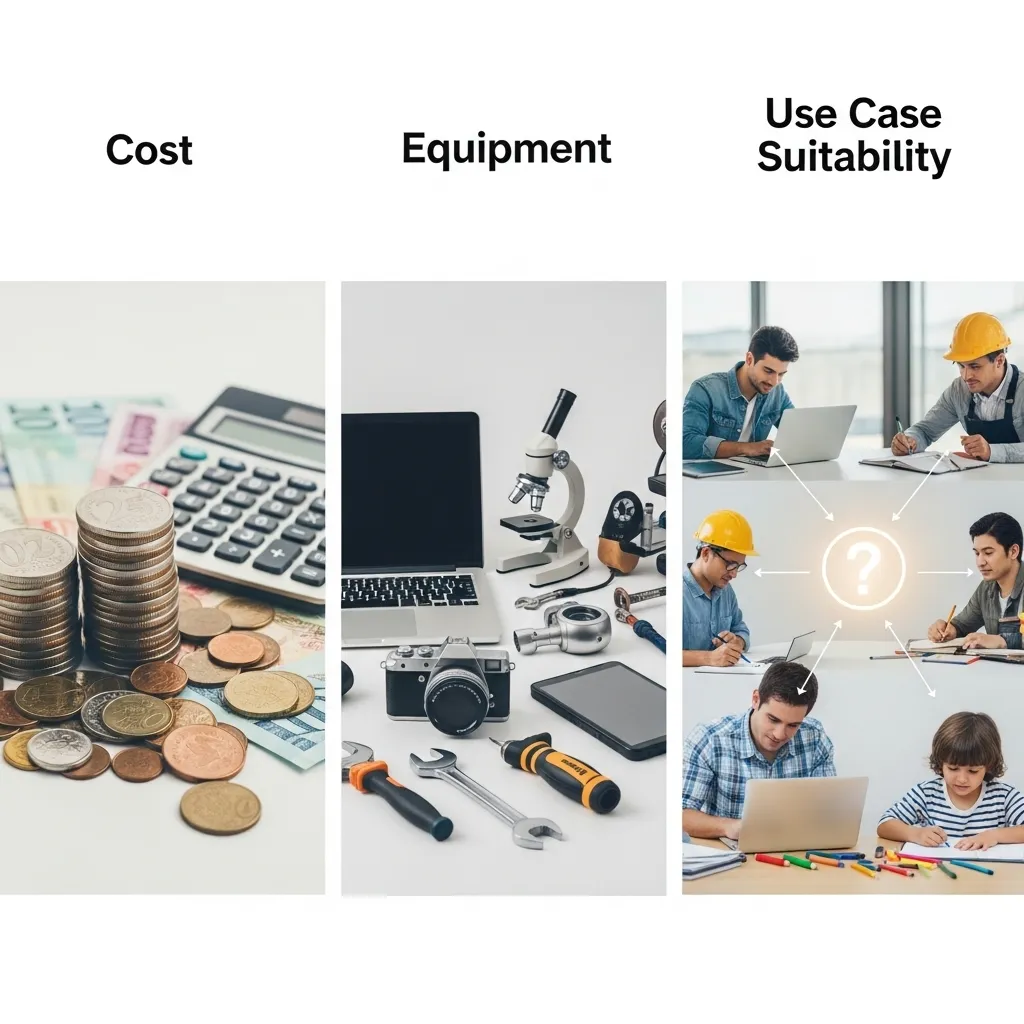 Cost, Equipment, and Use Case Suitability