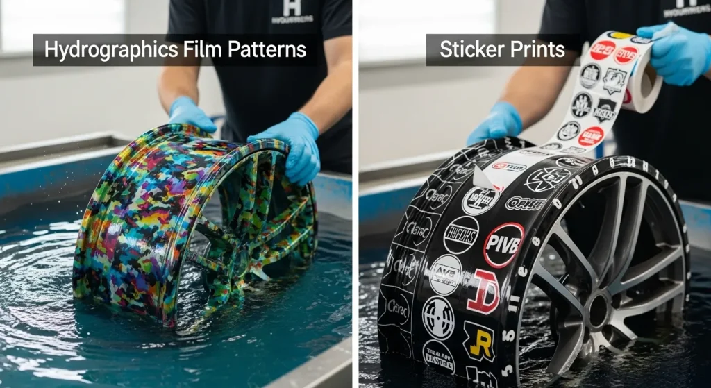 Hydrographics Film Patterns vs Sticker Prints